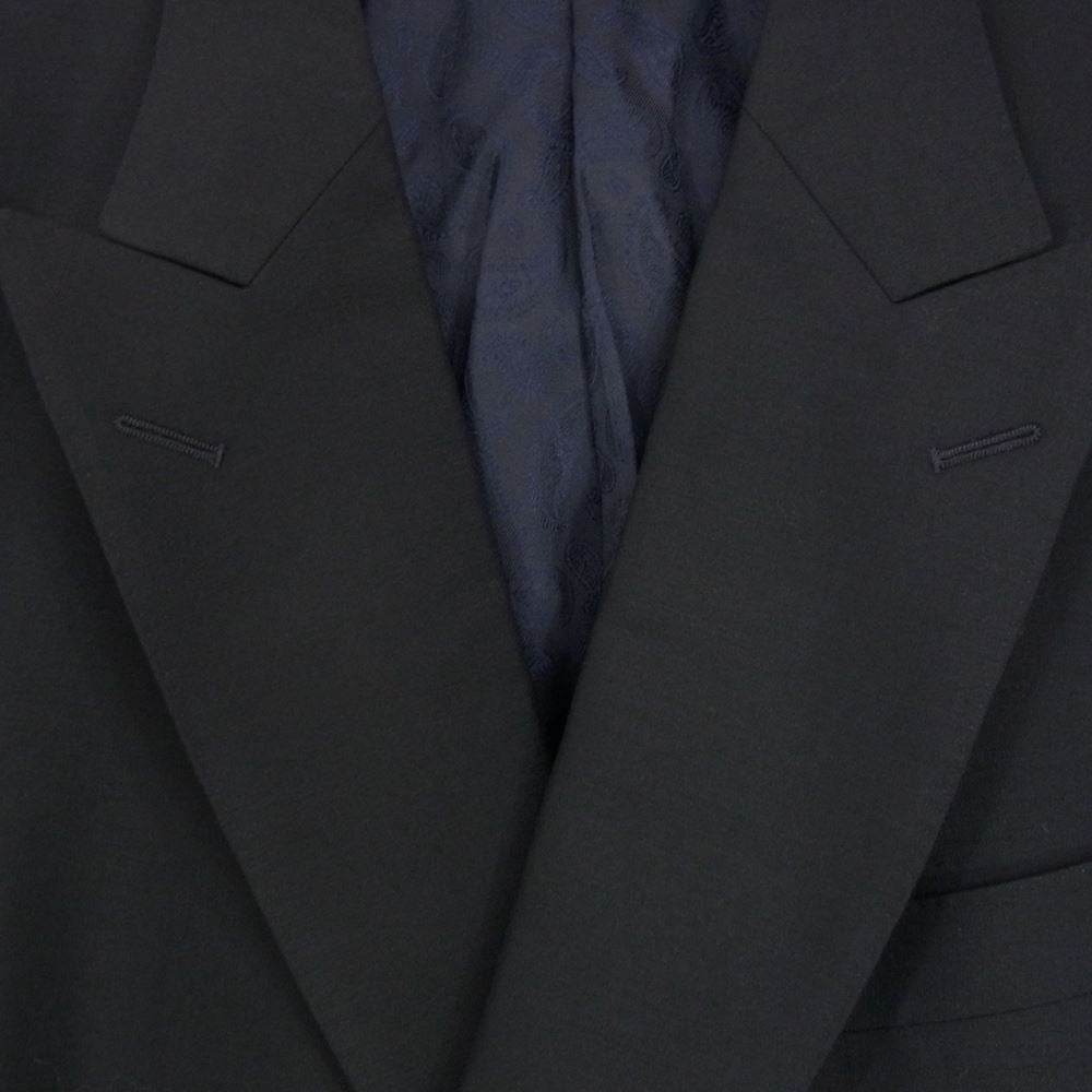 Aquascutum アクアスキュータム モヘヤ混 ダブル ジャケット ペイズリー半裏仕様 ネイビー系 94AB4【極上美品】【中古】
