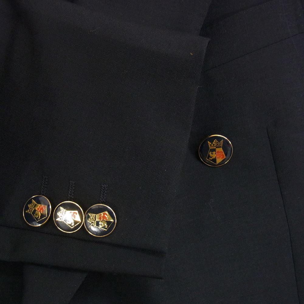 Aquascutum アクアスキュータム モヘヤ混 ダブル ジャケット ペイズリー半裏仕様 ネイビー系 94AB4【極上美品】【中古】