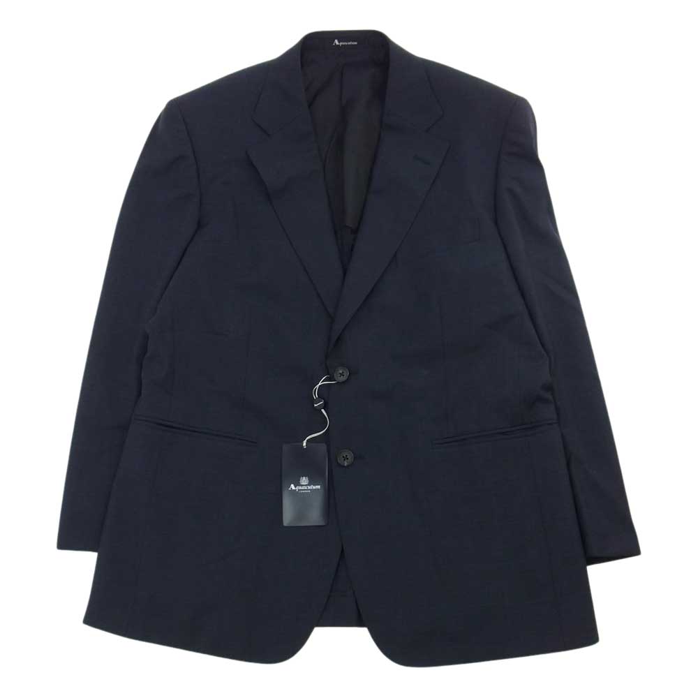 Aquascutum アクアスキュータム ウール シングル 2つボタン スーツ セットアップ ダークネイビー系【極上美品】【中古】