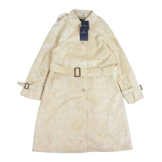 Aquascutum アクアスキュータム 英国製 ジャガードコットン シングル トレンチコート オフホワイト系 ベージュ系 8【美品】【中古】