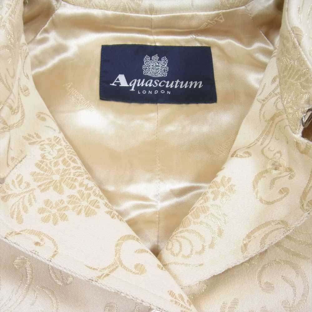 Aquascutum アクアスキュータム 英国製 ジャガードコットン シングル トレンチコート オフホワイト系 ベージュ系 8【美品】【中古】