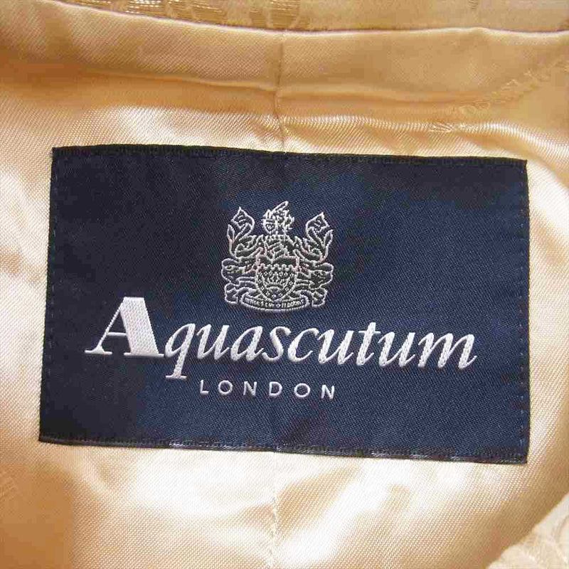 Aquascutum アクアスキュータム 英国製 ジャガードコットン シングル トレンチコート オフホワイト系 ベージュ系 8【美品】【中古】
