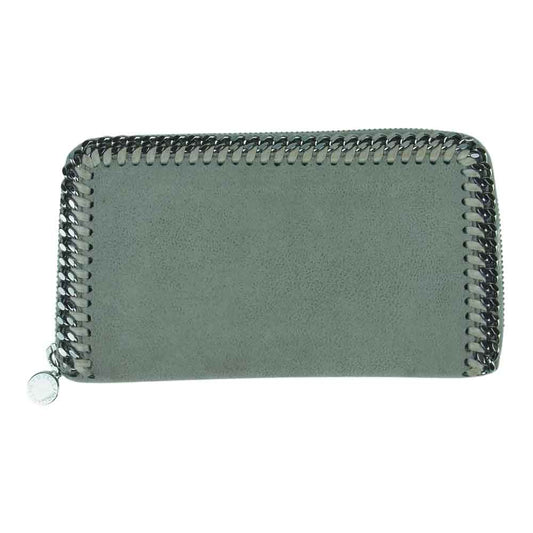 Stella McCartney ステラマッカートニー FALABELLA ファラベラ スエード チェーン ラウンドジップ 財布 ウォレット グレー系【中古】