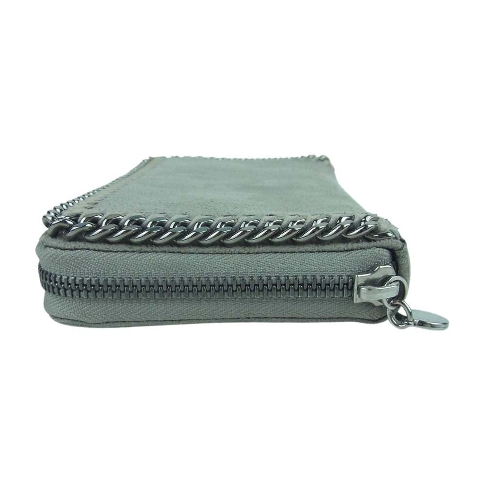 Stella McCartney ステラマッカートニー FALABELLA ファラベラ スエード チェーン ラウンドジップ 財布 ウォレット グレー系【中古】
