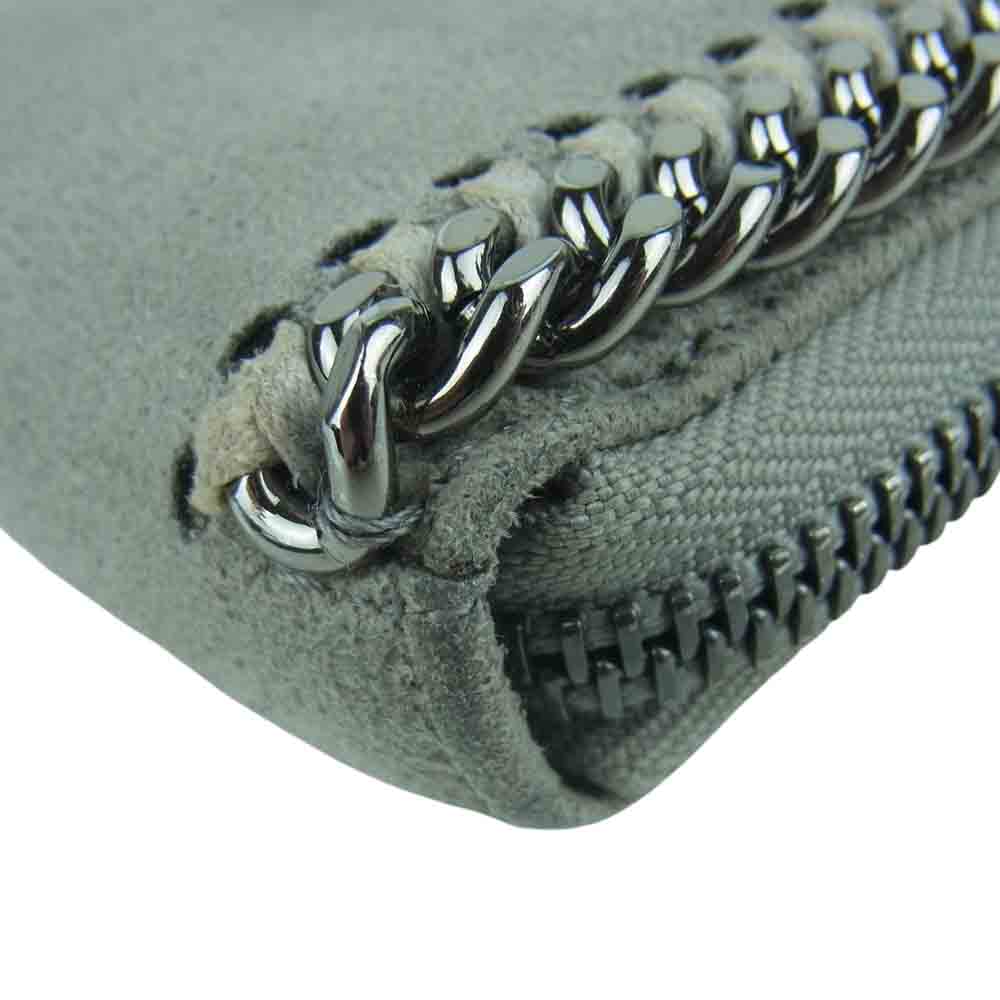 Stella McCartney ステラマッカートニー FALABELLA ファラベラ スエード チェーン ラウンドジップ 財布 ウォレット グレー系【中古】