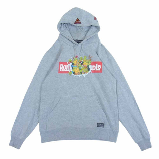 ローリングクレイドル × ミュータント タートルズ  コラボ フーディ スウェット パーカー グレー系 S【中古】