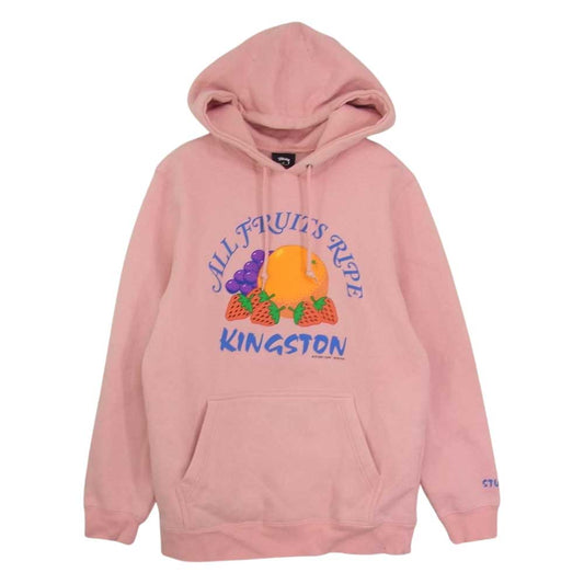 STUSSY ステューシー All Fruits Ripe Hood フーディ スウェット パーカー ピンク系 S【中古】