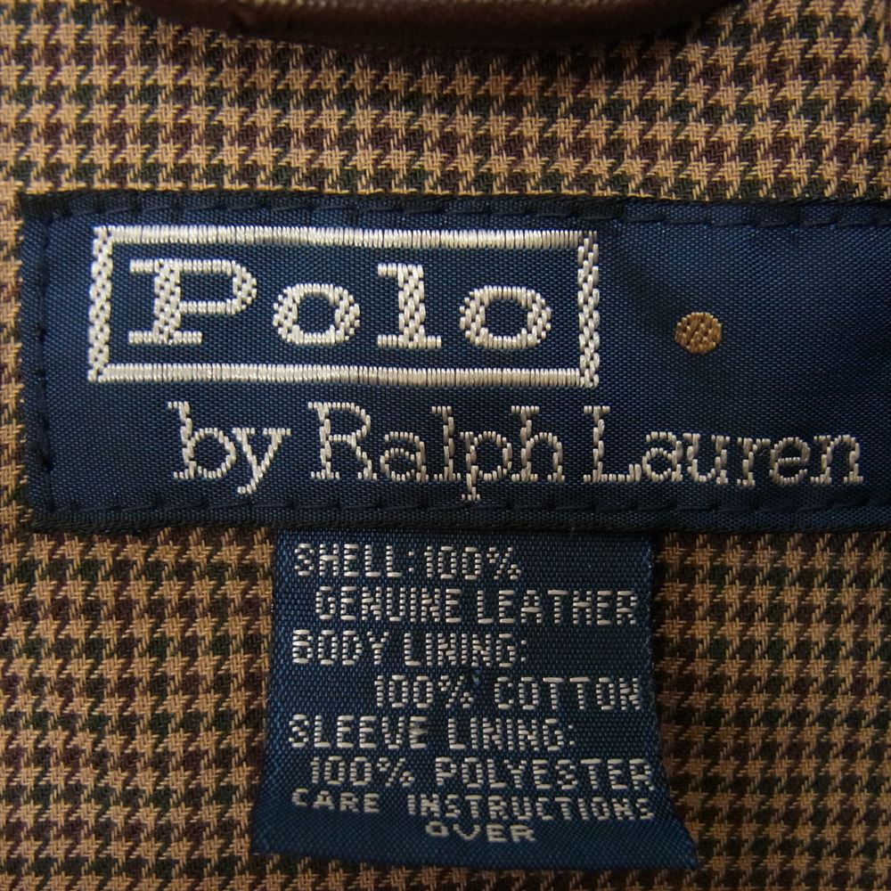 POLO RALPH LAUREN ポロ・ラルフローレン ポニー刺繍 ジップアップ レザー ブルゾン スイングトップ ジャケット  ブラウン系 XL【中古】