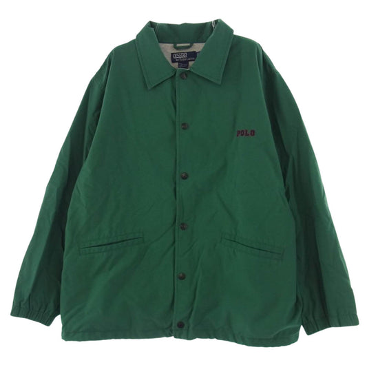 POLO RALPH LAUREN ポロ・ラルフローレン 90s ナイロン 裏地コットン コーチ ジャケット グリーン系 S【中古】