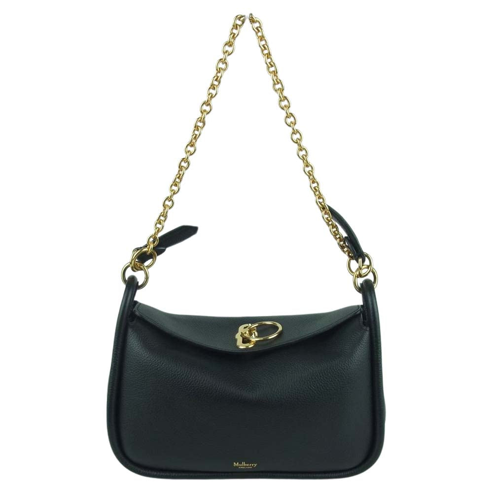 MULBERRY マルベリー HH5287 レザー チェーン ハンド ショルダー バッグ ブラック系【中古】