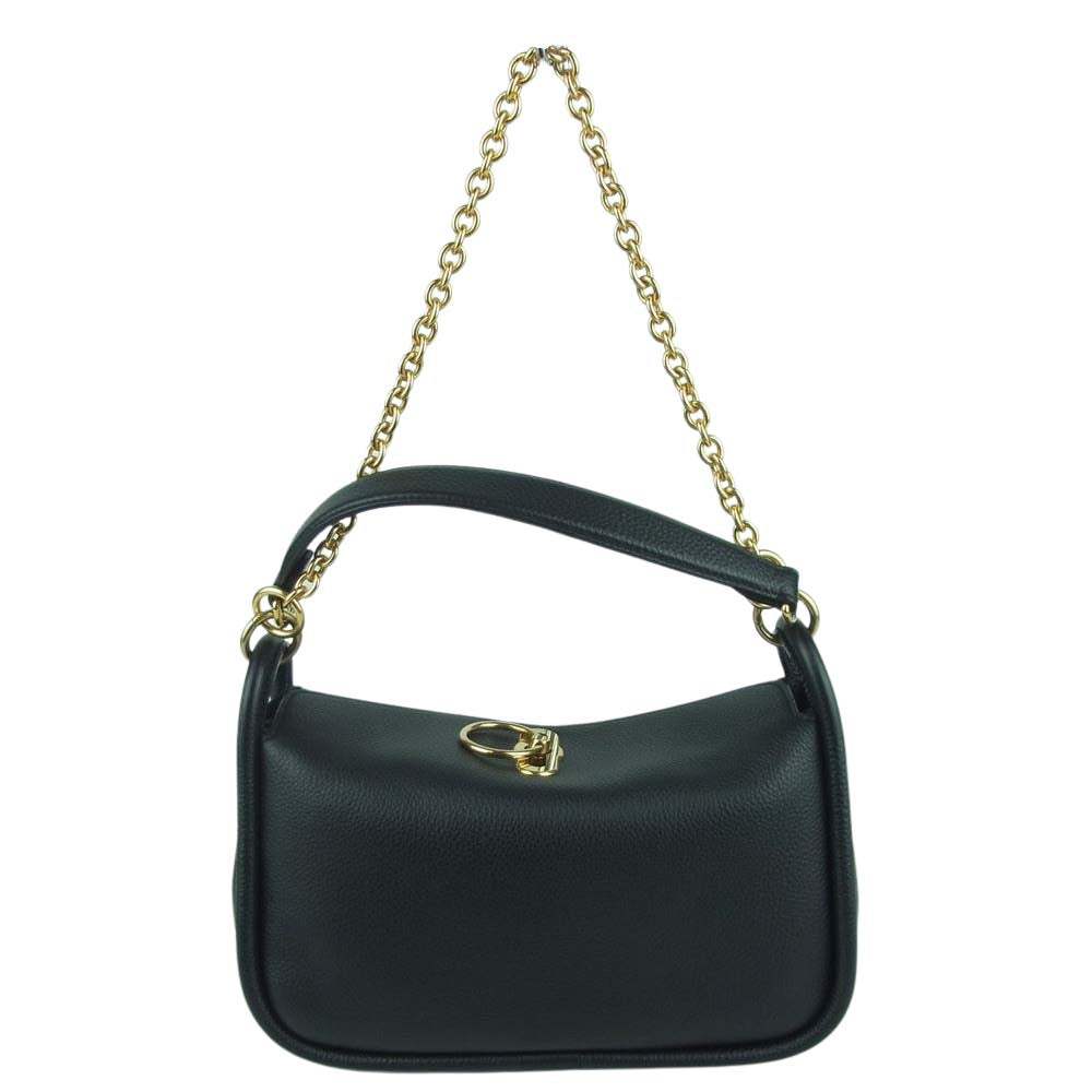 MULBERRY マルベリー HH5287 レザー チェーン ハンド ショルダー バッグ ブラック系【中古】