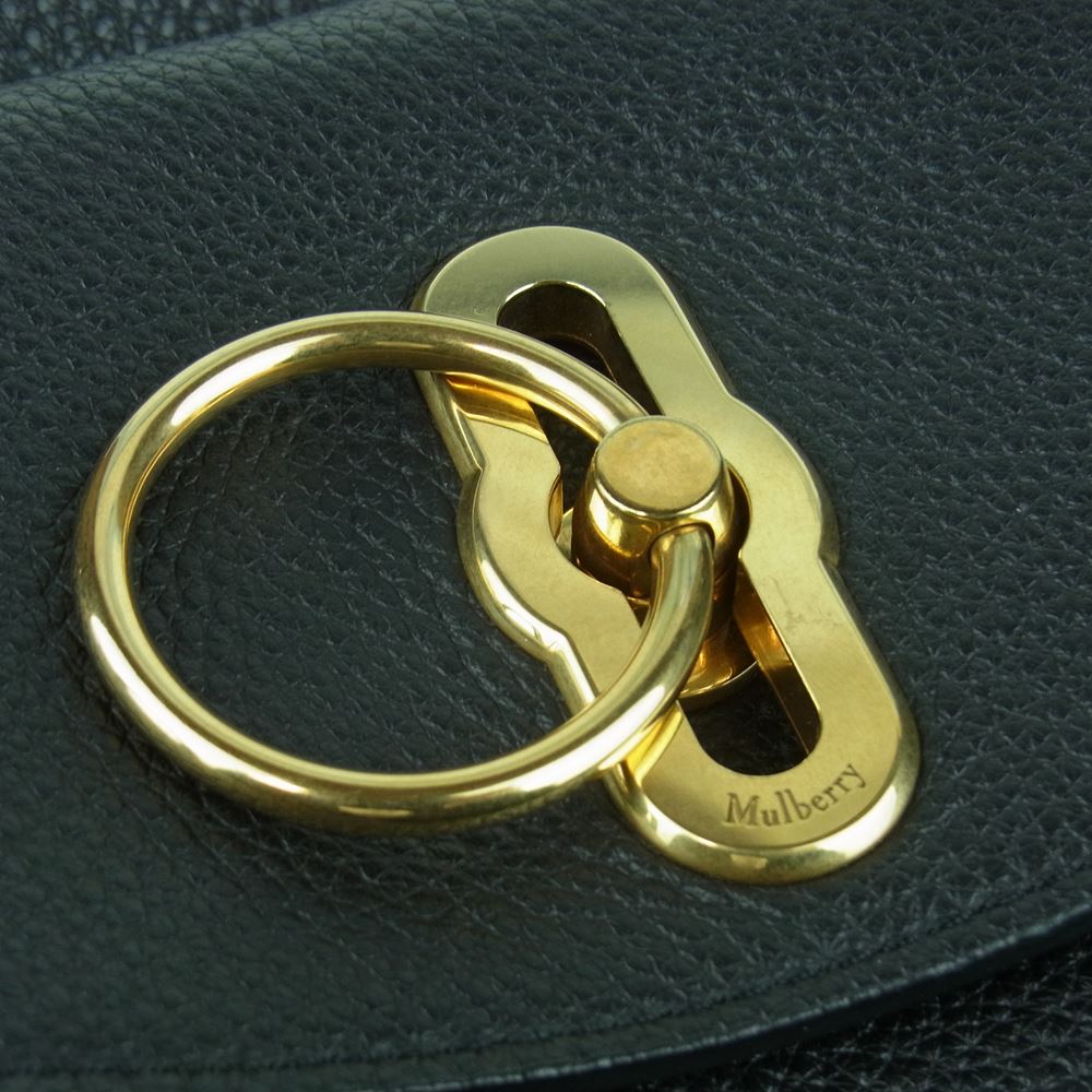 MULBERRY マルベリー HH5287 レザー チェーン ハンド ショルダー バッグ ブラック系【中古】