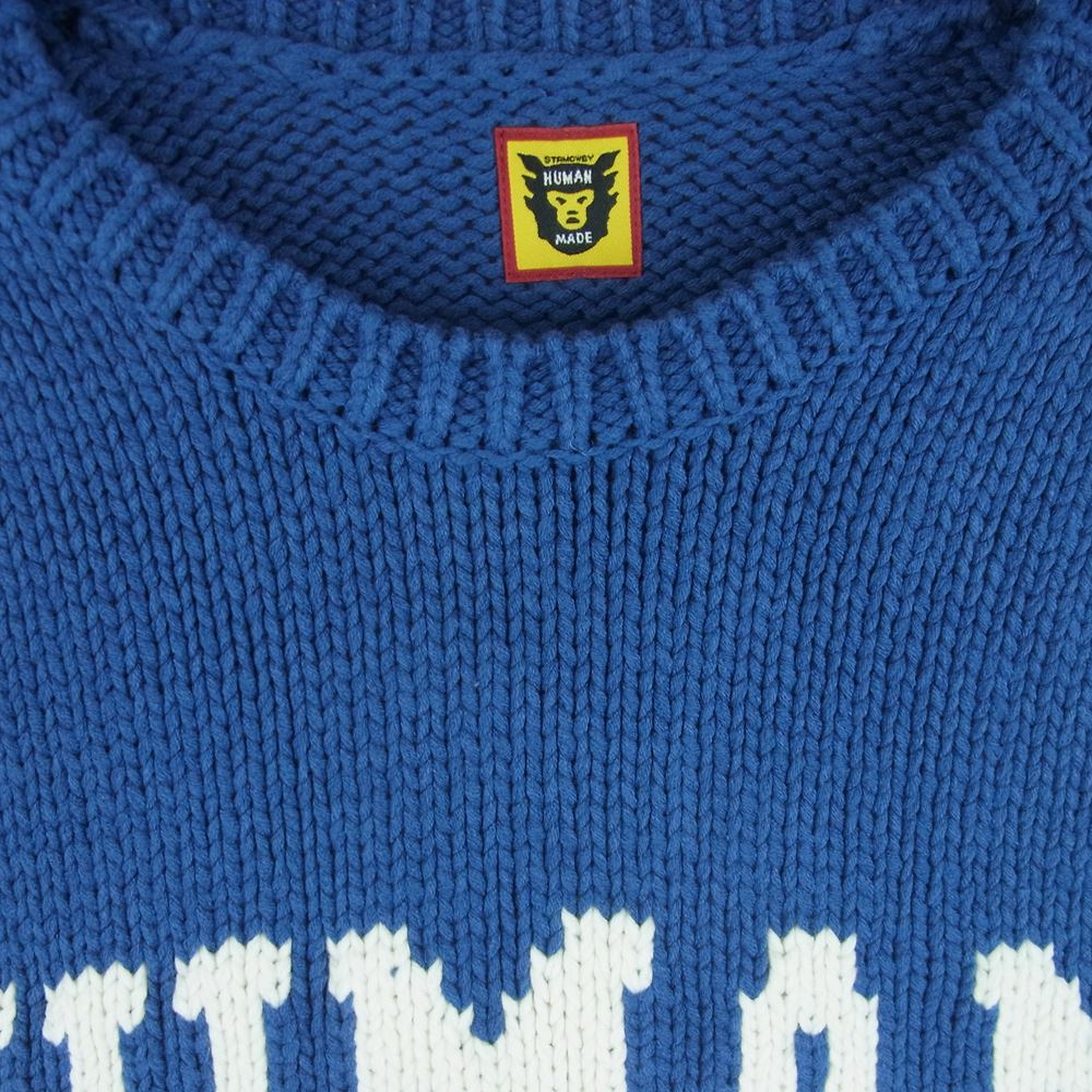 HUMAN MADE ヒューマンメイド 22AW RABBIT RAGLAN KNIT SWEATER ニット セーター 中国製 ブルー系 S【極上美品】【中古】