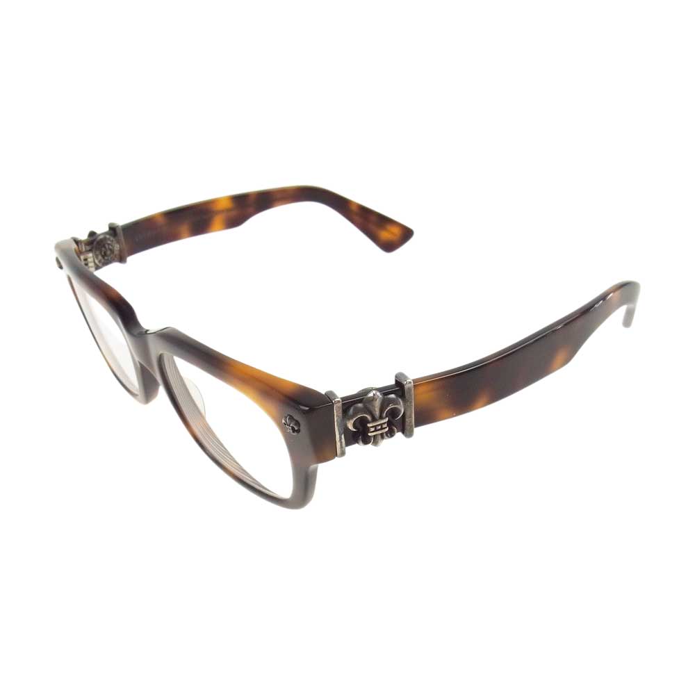 CHROME HEARTS クロムハーツ（原本無） 52□20-148  購入店スタンプ付冊子付 BANGADANG II-A サイドBSフレア セルフレーム 眼鏡 ※度入り ダークブラウン系 ブラウン系【中古】