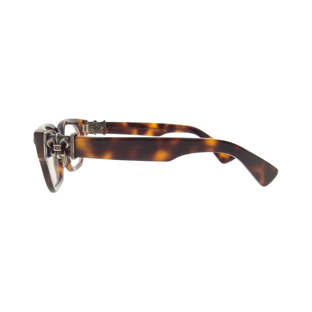 CHROME HEARTS クロムハーツ（原本無） 52□20-148  購入店スタンプ付冊子付 BANGADANG II-A サイドBSフレア セルフレーム 眼鏡 ※度入り ダークブラウン系 ブラウン系【中古】