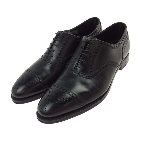 CROCKETT&JONES クロケットアンドジョーンズ COVENTRY コベントリー BLACK CALF カーフレザー 341LAST セミブローグ シューズ ブラック系 7.5【中古】