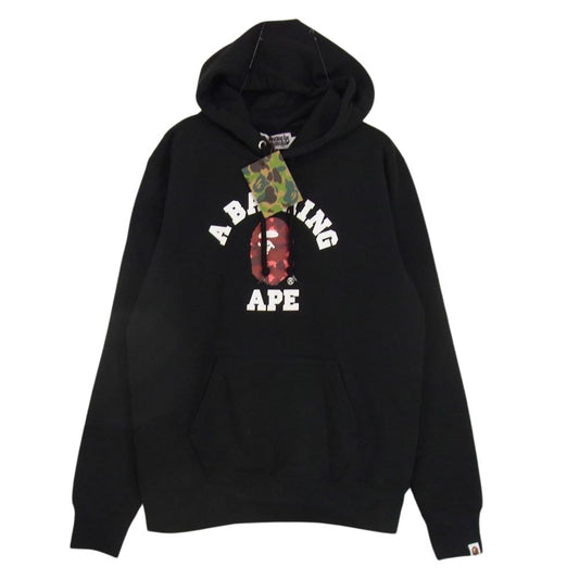 A BATHING APE アベイシングエイプ Color Camo College Pullover Hoodie プリント パーカー ブラック系 L【美品】【中古】