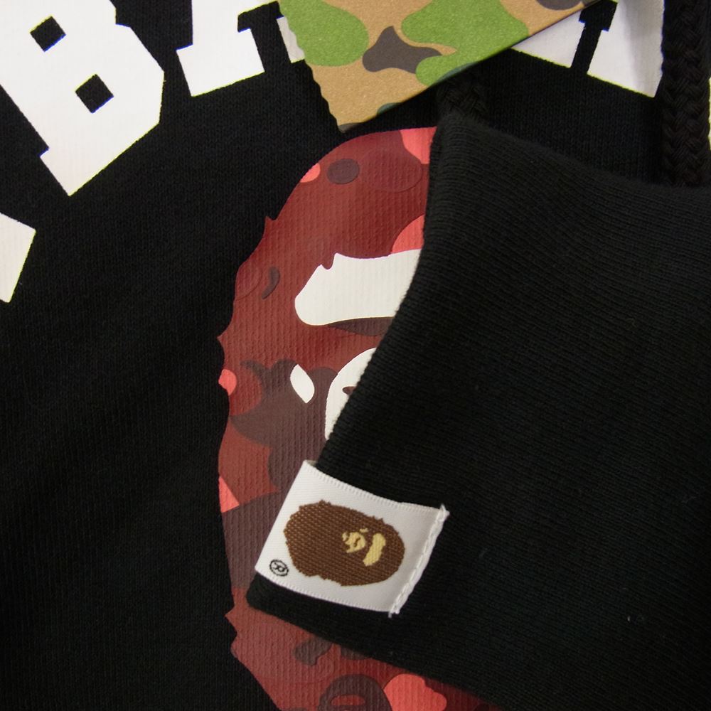 A BATHING APE アベイシングエイプ Color Camo College Pullover Hoodie プリント パーカー ブラック系 L【美品】【中古】