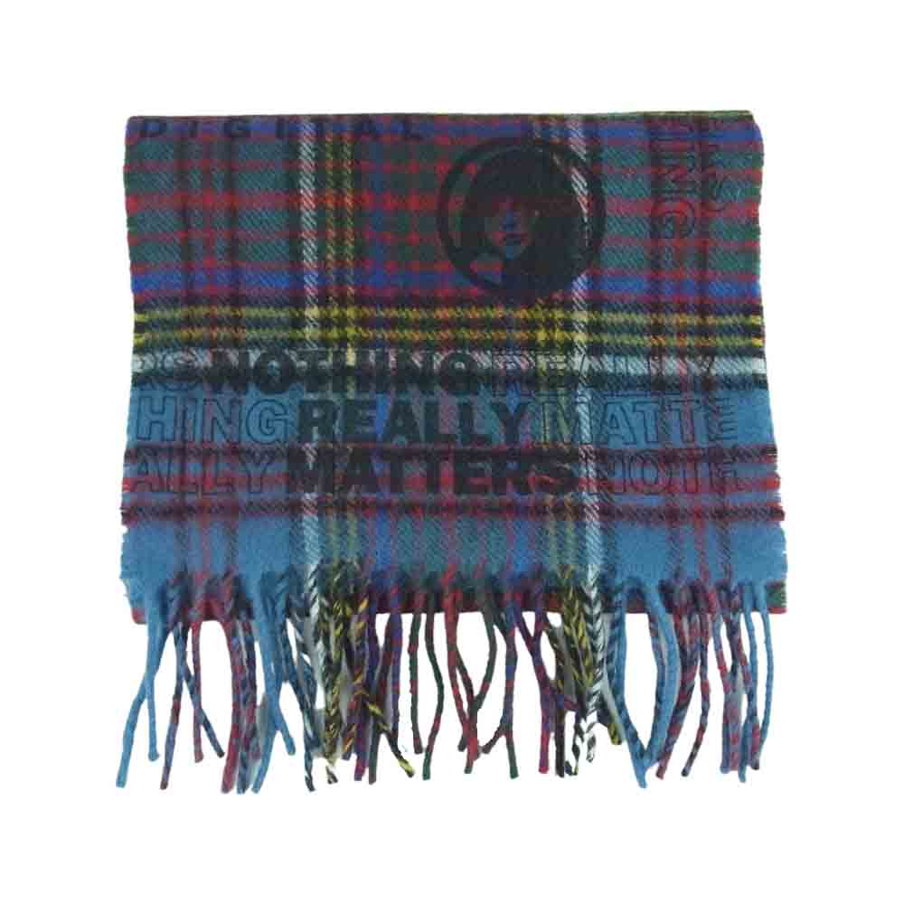 HYSTERIC GLAMOUR ヒステリックグラマー John Scot Lambswool ラムウール マフラー チェック柄 スコットランド製 ブルー系 レッド系 マルチカラー系【美品】【中古】