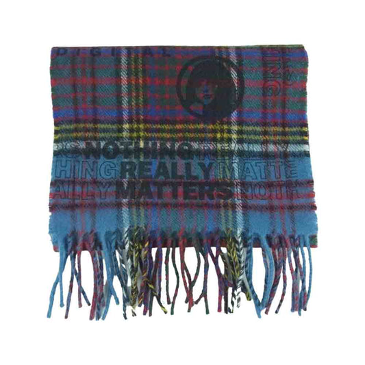 HYSTERIC GLAMOUR ヒステリックグラマー John Scot Lambswool ラムウール マフラー チェック柄 スコットランド製 ブルー系 レッド系 マルチカラー系【美品】【中古】