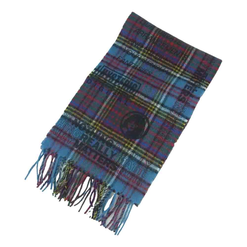 HYSTERIC GLAMOUR ヒステリックグラマー John Scot Lambswool ラムウール マフラー チェック柄 スコットランド製 ブルー系 レッド系 マルチカラー系【美品】【中古】