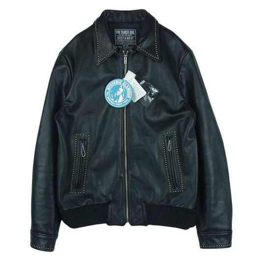 HYSTERIC GLAMOUR ヒステリックグラマー 02213LB01 カウレザー スタッズ ブルゾン レザー ジャケット ブラック系 M【美品】【中古】