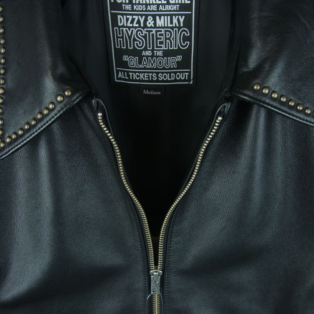 HYSTERIC GLAMOUR ヒステリックグラマー 02213LB01 カウレザー スタッズ ブルゾン レザー ジャケット ブラック系 M【美品】【中古】