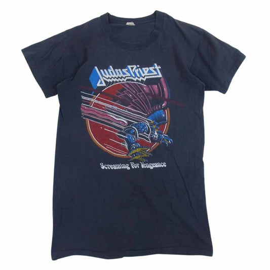 80s SCREEN STARS JudasPriest SCREAMING FOR VENGEANCE TOUR '83 ビンテージ ジューダスプリースト  バンド Tシャツ バンT 袖裾 シングルステッチ ネイビー系 M【中古】