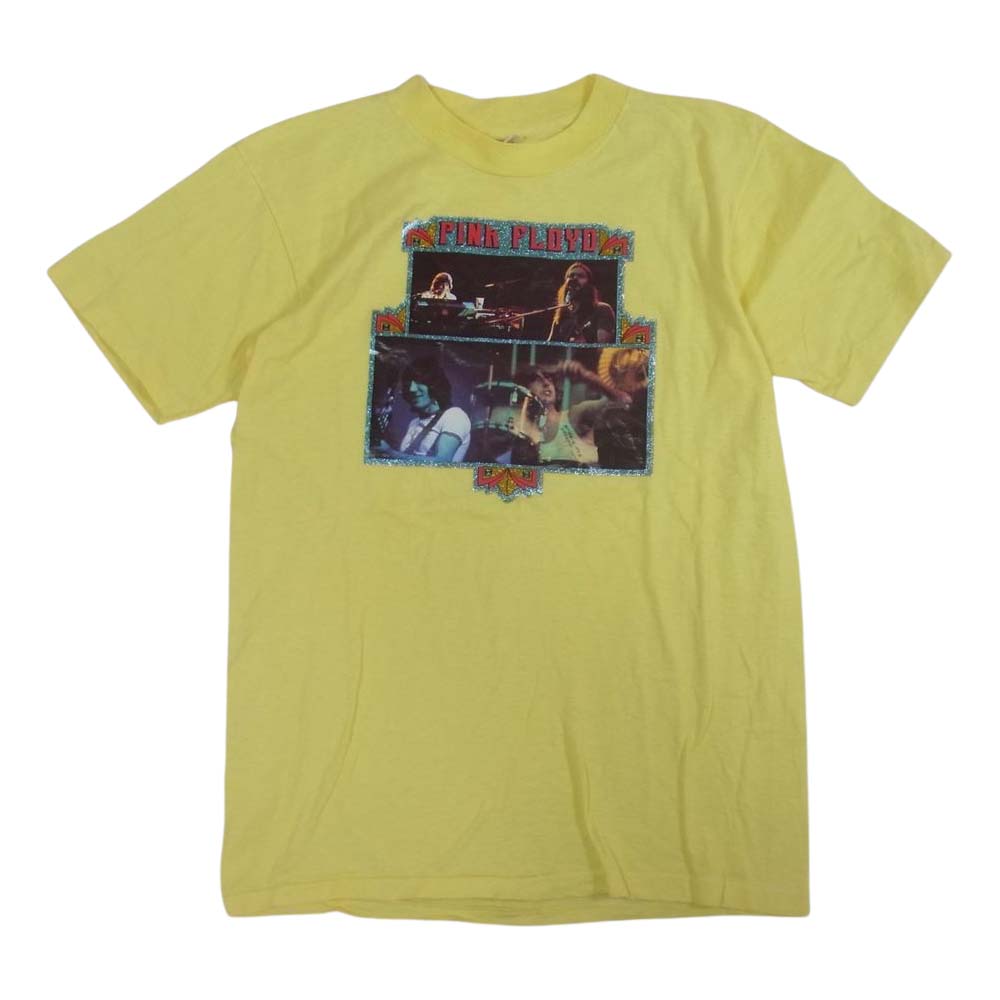 80s HANES PINK FLOYD ビンテージ ピンクフロイド プリント バンド Tシャツ バンT イエロー系 M【中古】