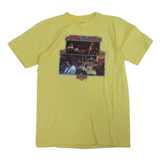 80s HANES PINK FLOYD ビンテージ ピンクフロイド プリント バンド Tシャツ バンT イエロー系 M【中古】