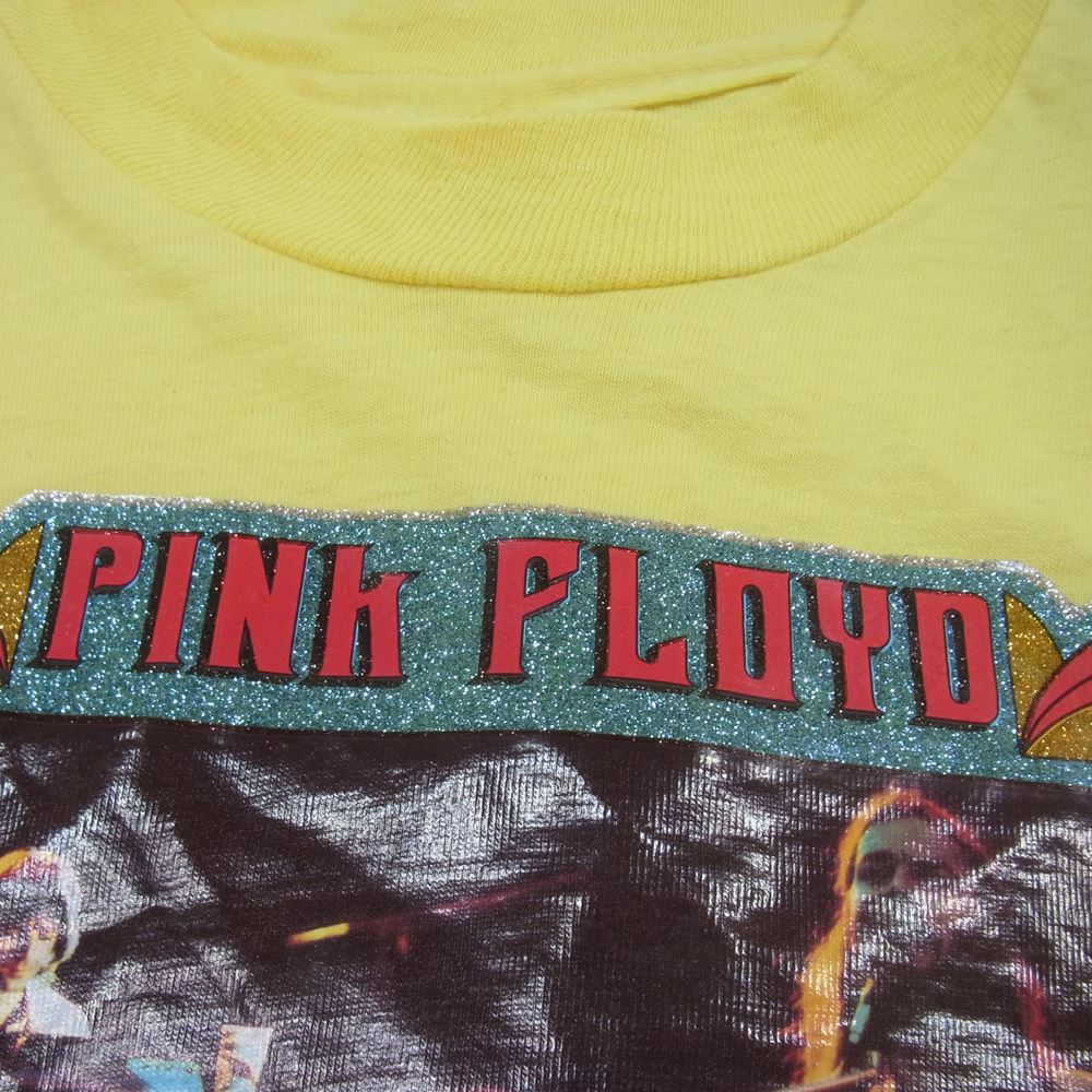 80s HANES PINK FLOYD ビンテージ ピンクフロイド プリント バンド Tシャツ バンT イエロー系 M【中古】