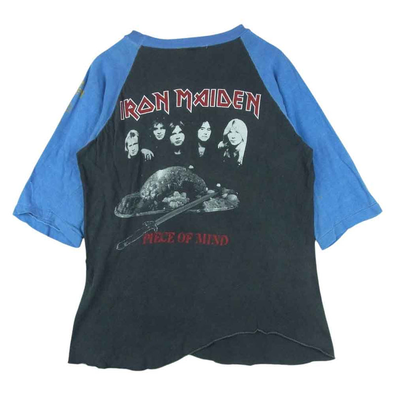 80s Iron Maiden WORLD PIECE TOUR 83 Piece Of Mind ビンテージ アイアンメイデン バンド Tシャツ 半袖 バンT ラグラン ブルー系 グレー系 サイズ表記無し【中古】