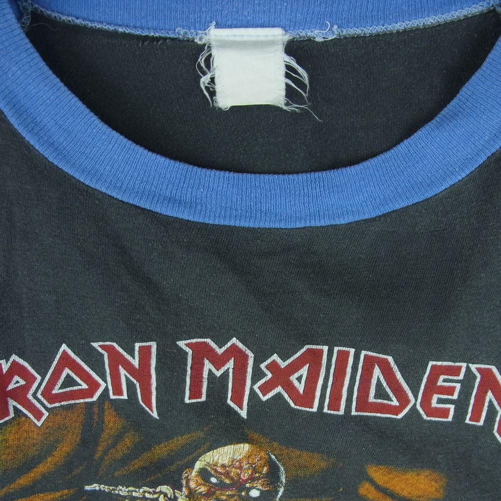 80s Iron Maiden WORLD PIECE TOUR 83 Piece Of Mind ビンテージ アイアンメイデン バンド Tシャツ 半袖 バンT ラグラン ブルー系 グレー系 サイズ表記無し【中古】