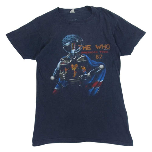 80s SCREEN STARS THE WHO AMERICAN TOUR 1982 ビンテージj ザ・フー バンド Tシャツ バンT ダークネイビー系 L【中古】