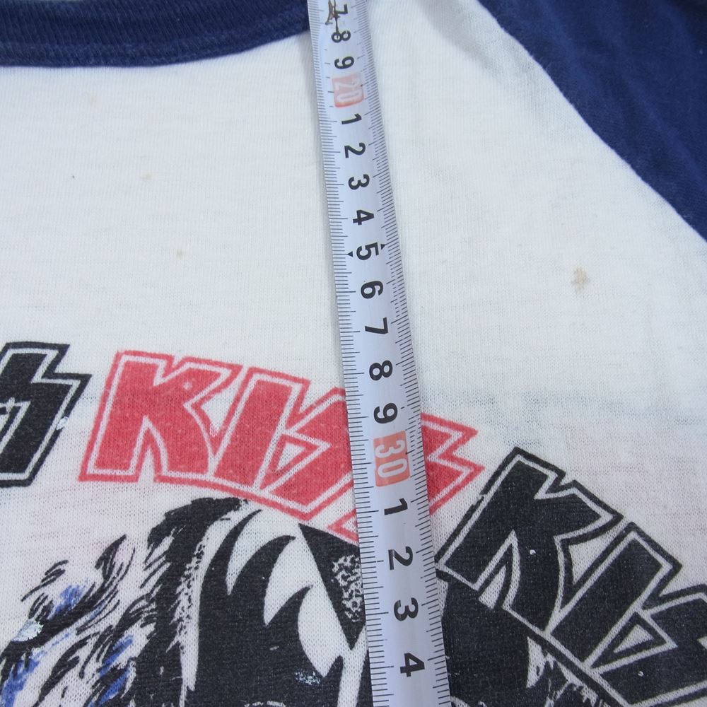 70s KISS 1979WORLD TOUR ビンテージ キッス バンド Tシャツ バンT ラグラン ホワイト系 ネイビー系 M【中古】