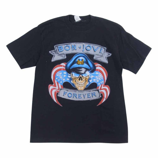 80s Bon Jovi Forever Brotherhood Tour 1989 Skull ビンテージ ボンジョビ バンド Tシャツ バンT ブラック系 L【中古】