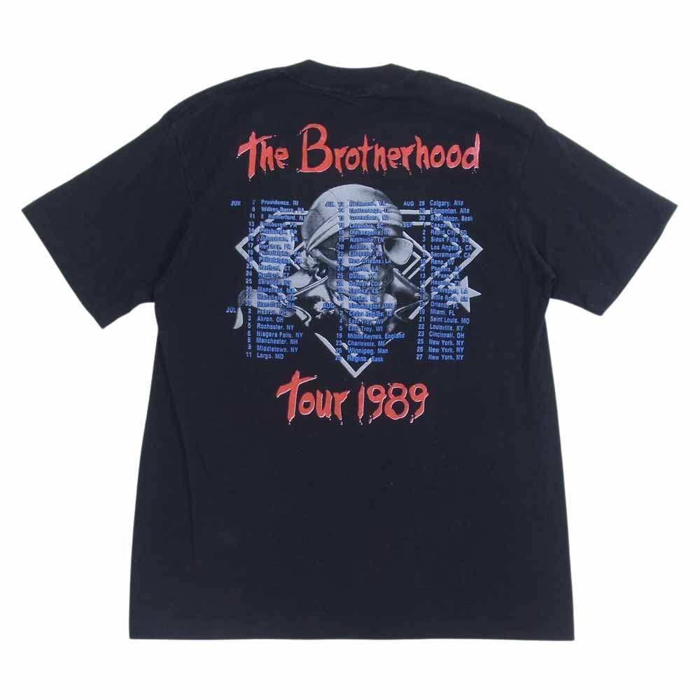 80s Bon Jovi Forever Brotherhood Tour 1989 Skull ビンテージ ボンジョビ バンド Tシャツ バンT ブラック系 L【中古】