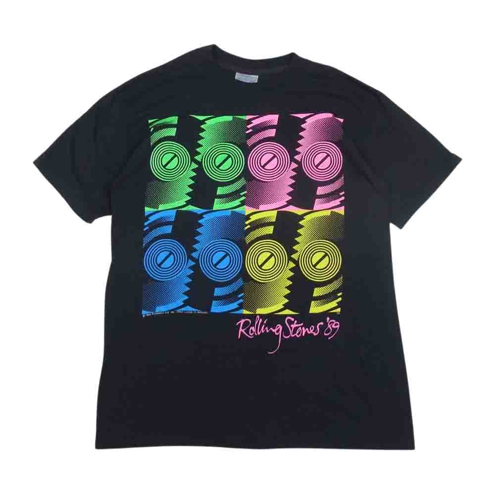 ヴィンテージ 80s BROCKUM ブロッカム THE ROLLING STONES ビンテージ ザ ローリングストーンズ THE NORTH AMERICAN TOUR 1989 バンド Tシャツ バンT ブラック系 L【中古】