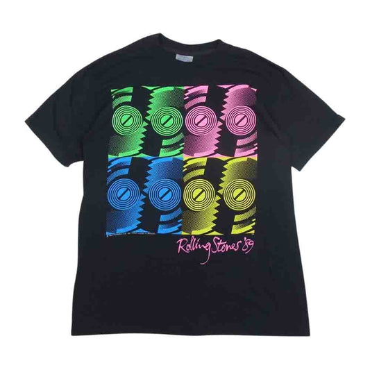 ヴィンテージ 80s BROCKUM ブロッカム THE ROLLING STONES ビンテージ ザ ローリングストーンズ THE NORTH AMERICAN TOUR 1989 バンド Tシャツ バンT ブラック系 L【中古】