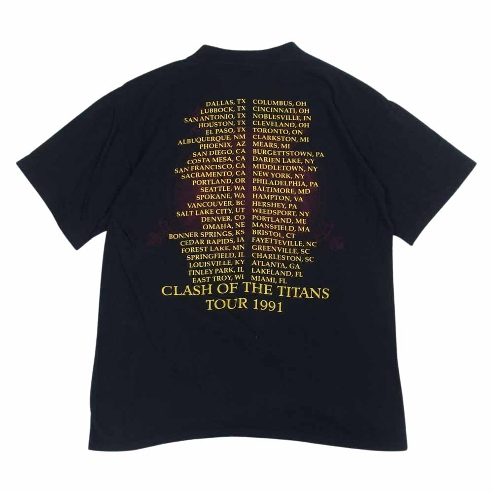 THE BROCKUM 90s BROCKUM USA製 SLAYER CLASH OF THE TITANS ビンテージ ワールドツアー1991 スレイヤー Tシャツ バンド Tシャツ バンT 袖シングルステッチ ブラック系 L【中古】