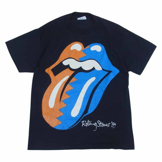 ヴィンテージ 80s TEE JAYS THE ROLLING STONES ビンテージ ザ ローリングストーンズ THE NORTH AMERICAN TOUR 1989 2色ベロ バンド Tシャツ バンT 袖裾シングルステッチ ブラック系 M【中古】