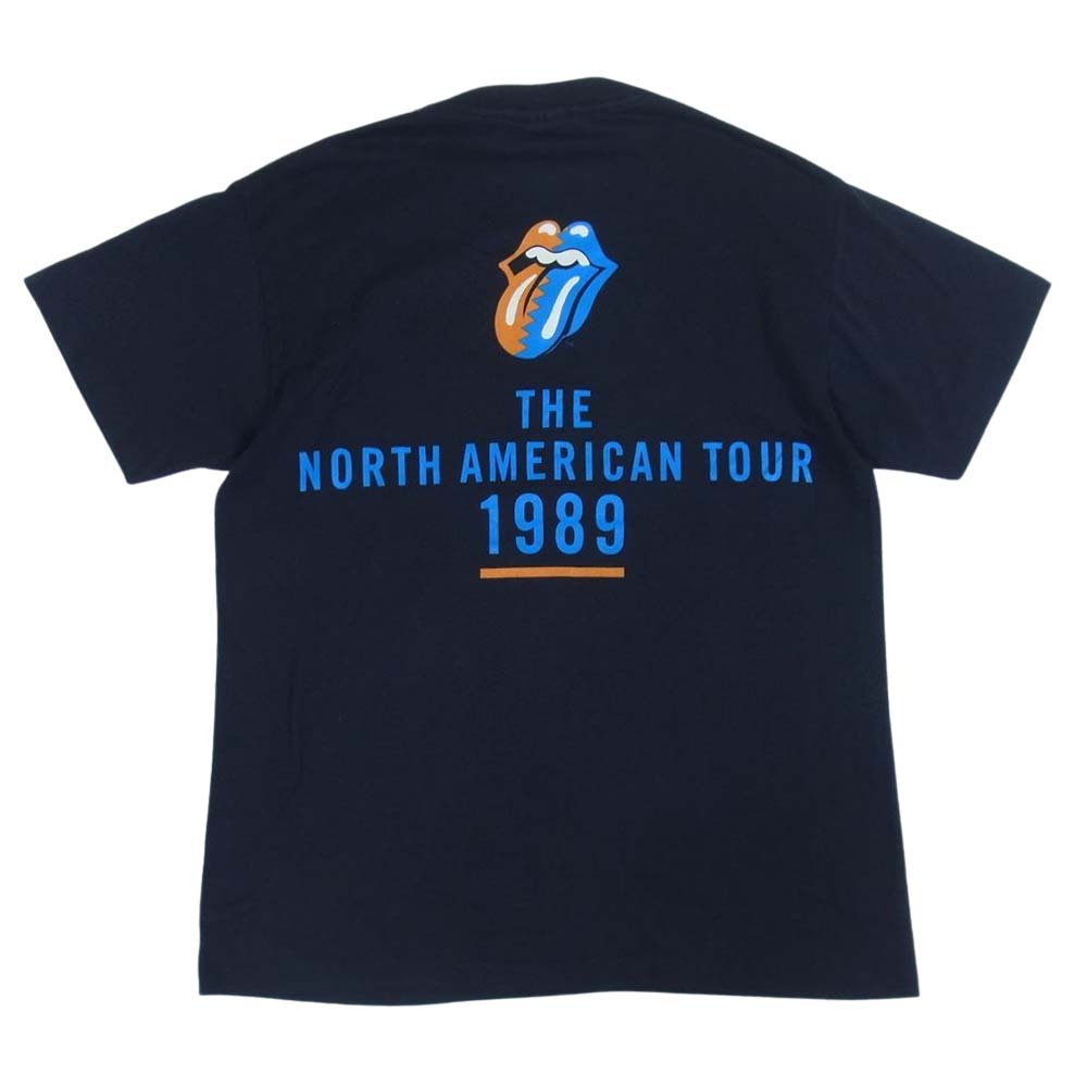 ヴィンテージ 80s TEE JAYS THE ROLLING STONES ビンテージ ザ ローリングストーンズ THE NORTH AMERICAN TOUR 1989 2色ベロ バンド Tシャツ バンT 袖裾シングルステッチ ブラック系 M【中古】