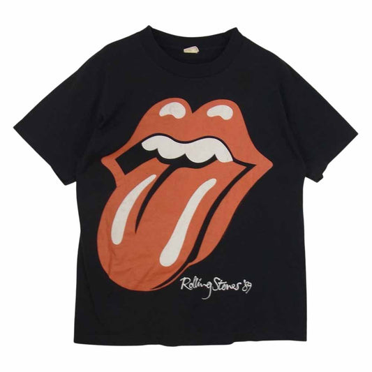 ヴィンテージ 80s Screen Stars スクリーンスターズ THE ROLLING STONES ビンテージ ザ ローリングストーンズ THE NORTH AMERICAN TOUR 1989 ベロ バンド Tシャツ バンT 袖裾シングルステッチ ブラック系 L/G【中古】