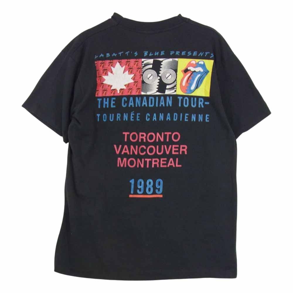 ヴィンテージ 80s Screen Stars スクリーンスターズ THE ROLLING STONES ビンテージ ザ ローリングストーンズ THE NORTH AMERICAN TOUR 1989 ベロ バンド Tシャツ バンT 袖裾シングルステッチ ブラック系 L/G【中古】