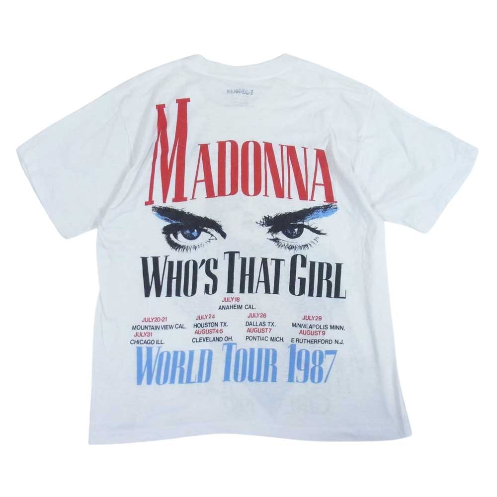 80s MADONNA WHO'S THAT GIRL WORLD TOUR 1987 マドンナ バンド Tシャツ バンT袖裾 シングルステッチ ホワイト系 M【中古】