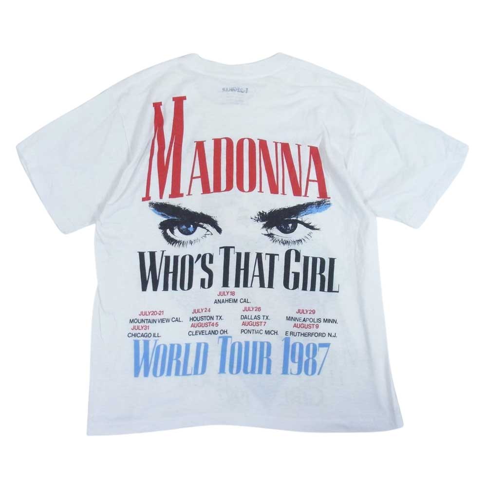 80s MADONNA WHO'S THAT GIRL WORLD TOUR 1987 マドンナ バンド Tシャツ バンT袖裾 シングルステッチ  ホワイト系 M【中古】