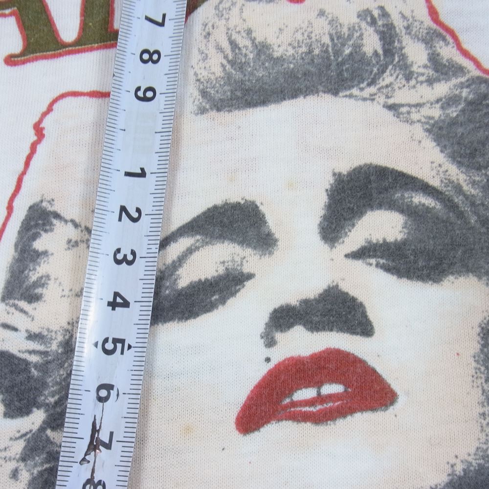 80s MADONNA WHO'S THAT GIRL WORLD TOUR 1987 マドンナ バンド Tシャツ バンT袖裾 シングルステッチ ホワイト系 M【中古】