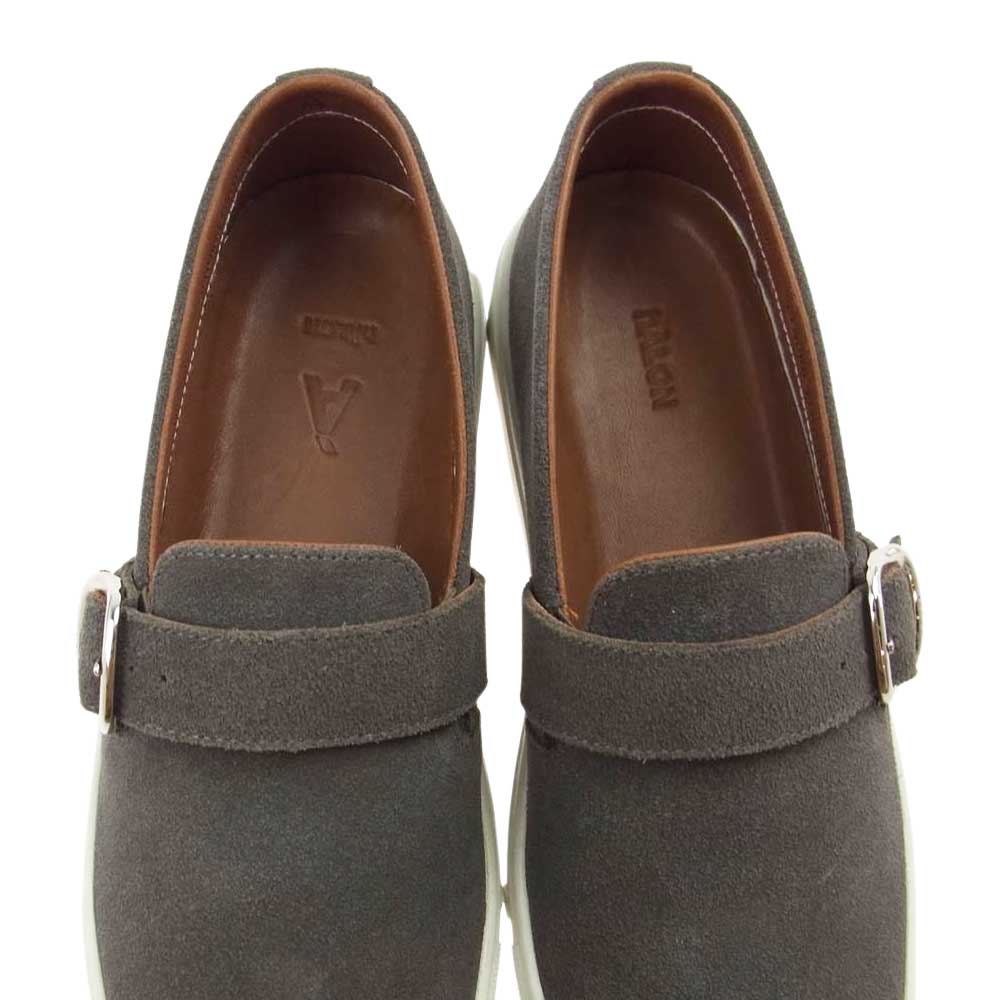 アーロン UNITED ARROWS ユナイテッドアローズ モンクストラップ スリッポン グレー系 24.5cm【極上美品】【中古】
