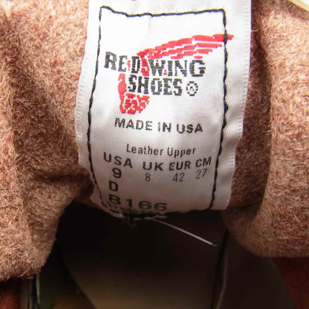 RED WING レッドウィング 8166 6インチ クラシック ラウンド ワークブーツ 犬タグ レッド系 27.0cm【美品】【中古】