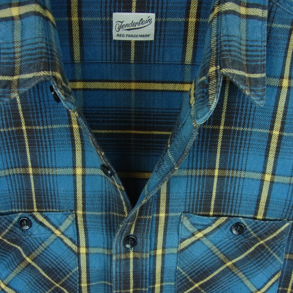 TENDERLOIN テンダーロイン T-HEAVY FLANNEL SHT ヘビー フランネル チェック 長袖 シャツ 日本製 ブルー系 XS【中古】